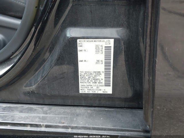 Aukcja sprzedaży 2017 Nissan Altima 2.5 Sr, vin: 1N4AL3AP9HC155560, numer aukcji: 46241684