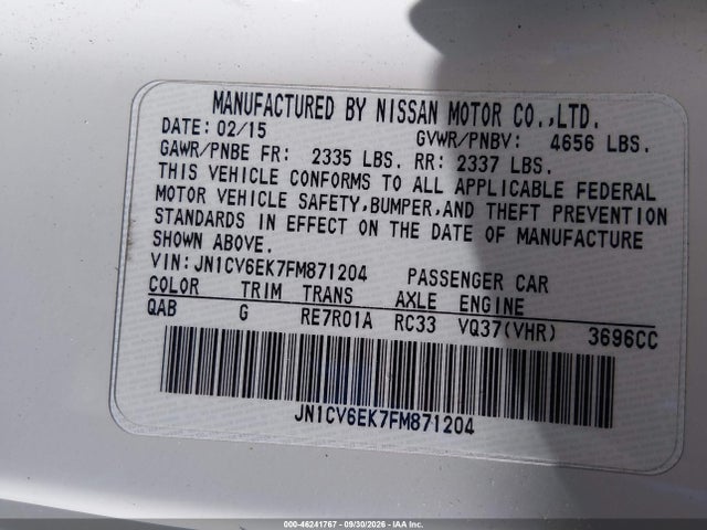 JN1CV6EK7FM871204 Infiniti Q60 Journey