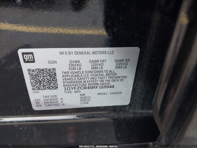 46241770 :رقم المزاد ، 1GYFZCR45RF169944 vin ، 2024 Cadillac Xt4 Fwd Premium Luxury مزاد بيع