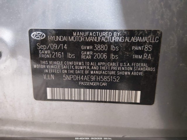 Продажа на аукционе авто 2015 Hyundai Elantra Se, vin: 5NPDH4AE9FH585152, номер лота: 46241804
