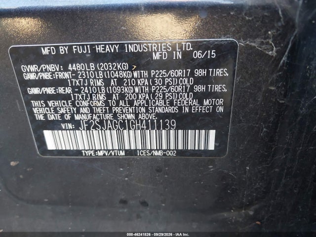 Subaru Forester 2.5i Premium 2016 JF2SJAGC1GH411139 Image 9