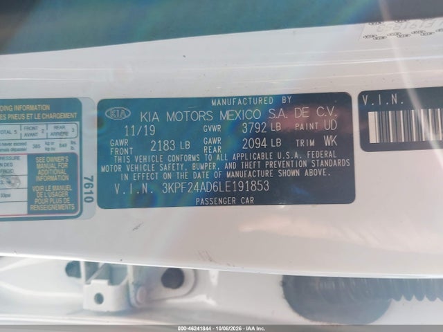 KIA Forte Lxs 2020 3KPF24AD6LE191853 Image 9