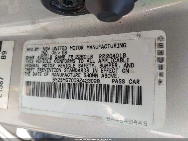 2009 Pontiac Vibe მანქანა იყიდება აუქციონზე, vin: 5Y2SM67009Z423028, აუქციონის ნომერი: 46242044