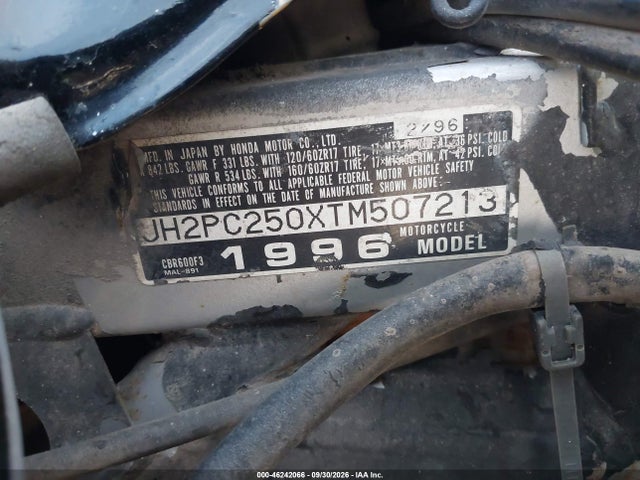 Продаж на аукціоні авто 1996 Honda Cbr600 F3, vin: JH2PC250XTM507213, номер лоту: 46242066