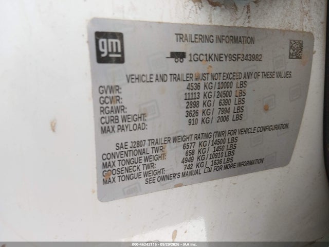 Продаж на аукціоні авто 2025 Chevrolet Silverado 2500hd 4wd  Long Bed Lt, vin: 1GC1KNEY9SF343982, номер лоту: 46242116