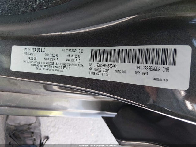 Aukcja sprzedaży 2017 Chrysler 200 Touring, vin: 1C3CCCFB9HN502443, numer aukcji: 46242118