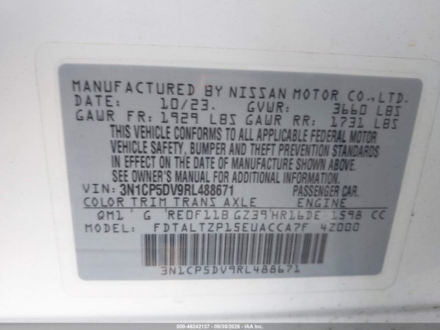3N1CP5DV9RL488671 Nissan Kicks Sr Xtronic Cvt