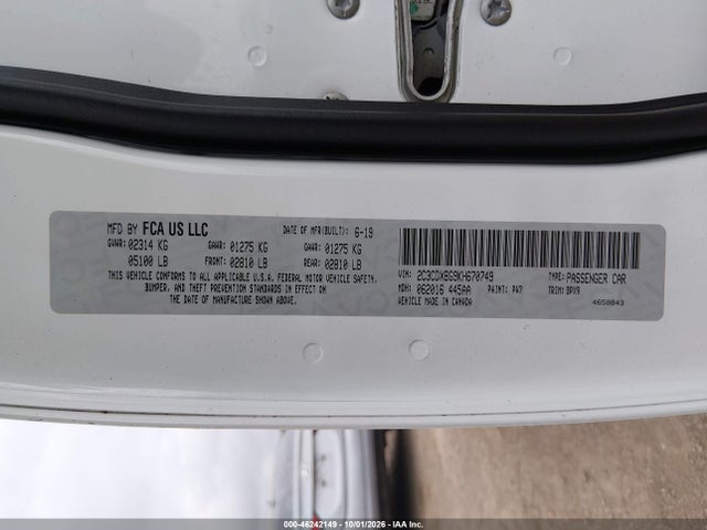 2019 Dodge Charger Sxt Rwd მანქანა იყიდება აუქციონზე, vin: 2C3CDXBG9KH670749, აუქციონის ნომერი: 46242149