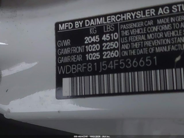 Aukcja sprzedaży 2004 Mercedes-benz C 240 4matic, vin: WDBRF81J54F536651, numer aukcji: 46242240