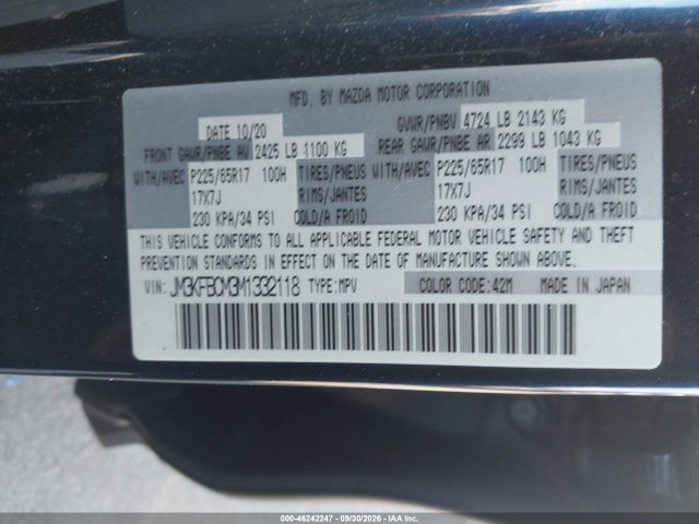 Aukcja sprzedaży 2021 Mazda Cx-5 Touring, vin: JM3KFBCM3M1332118, numer aukcji: 46242247