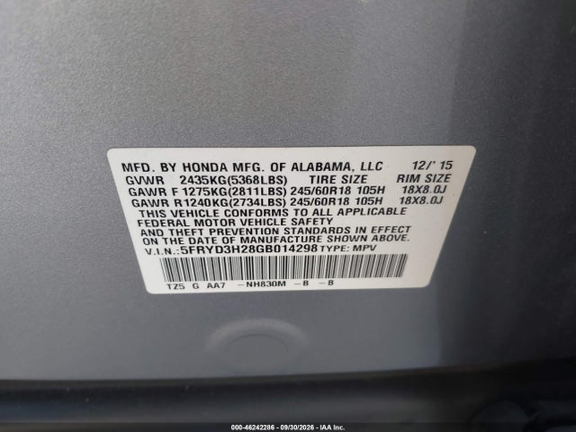 Продаж на аукціоні авто 2016 Acura Mdx Acurawatch Plus Package, vin: 5FRYD3H28GB014298, номер лоту: 46242286
