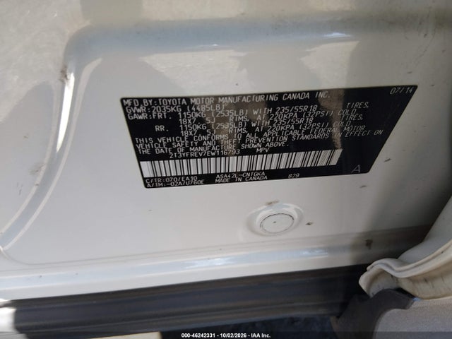 Toyota Rav4 Limited 2014 2T3YFREV7EW116793 Image 9