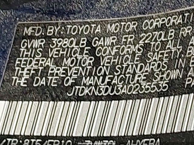 2010 Toyota Prius Iii მანქანა იყიდება აუქციონზე, vin: JTDKN3DU3A0235535, აუქციონის ნომერი: 46242340