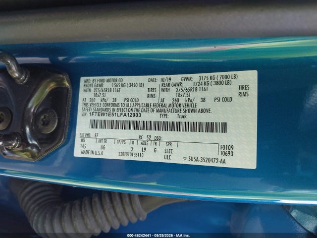 Aukcja sprzedaży 2020 Ford F-150 Xlt, vin: 1FTEW1E51LFA12903, numer aukcji: 46242441