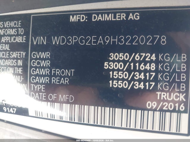 Mercedes-Benz Metris 2017 WD3PG2EA9H3220278 Image 9