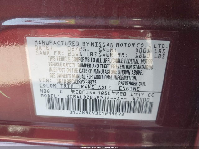 Nissan SENTRA SV 2025 3N1AB8CV3SY299872 Image 9