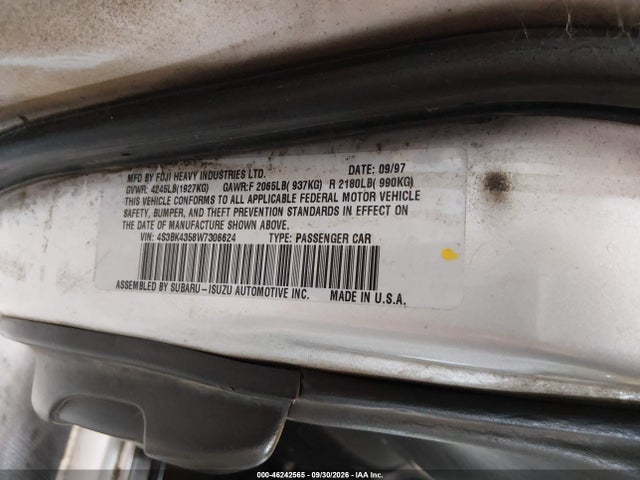 Продаж на аукціоні авто 1998 Subaru Legacy L/right Hand Postal Drive, vin: 4S3BK4358W7306624, номер лоту: 46242565