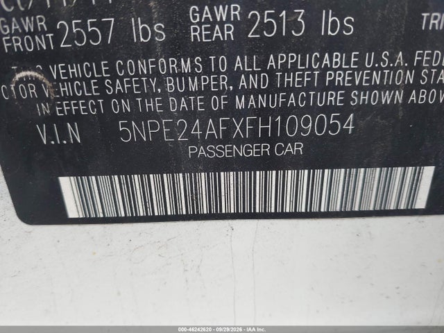 Aukcja sprzedaży 2015 Hyundai Sonata Se, vin: 5NPE24AFXFH109054, numer aukcji: 46242620