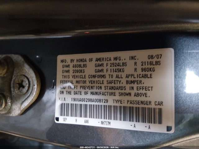Продаж на аукціоні авто 2008 Acura Tl 3.2, vin: 19UUA66298A008129, номер лоту: 46242721