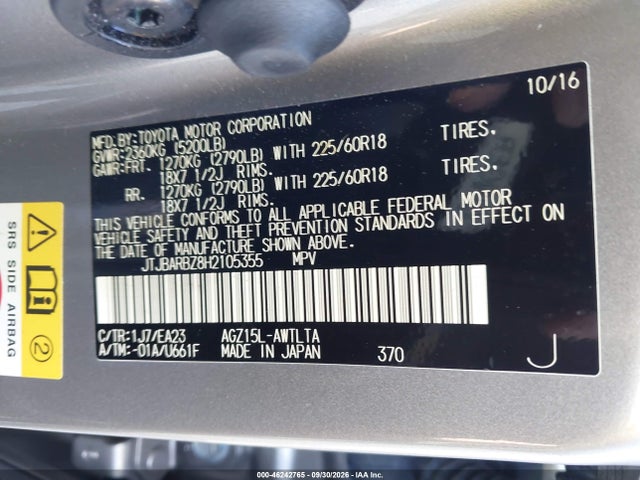 Lexus NX 200T 2017 JTJBARBZ8H2105355 Image 9