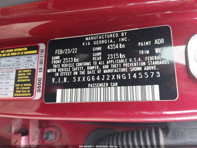 KIA K5 Gt-line 2022 5XXG64J2XNG145573 Image 9
