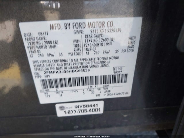 Ford EDGE SEL 2017 2FMPK3J95HBC65638 Image 9