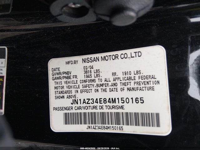 46242958 :رقم المزاد ، JN1AZ34E84M150165 vin ، 2004 Nissan 350z Touring مزاد بيع