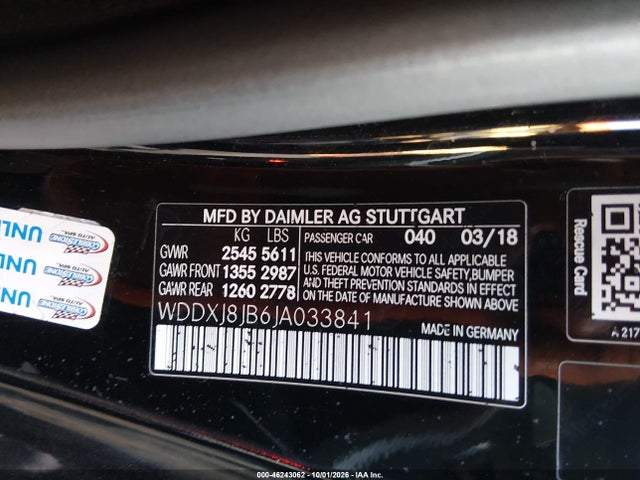 WDDXJ8JB6JA033841 Mercedes-Benz Amg S 63 4matic