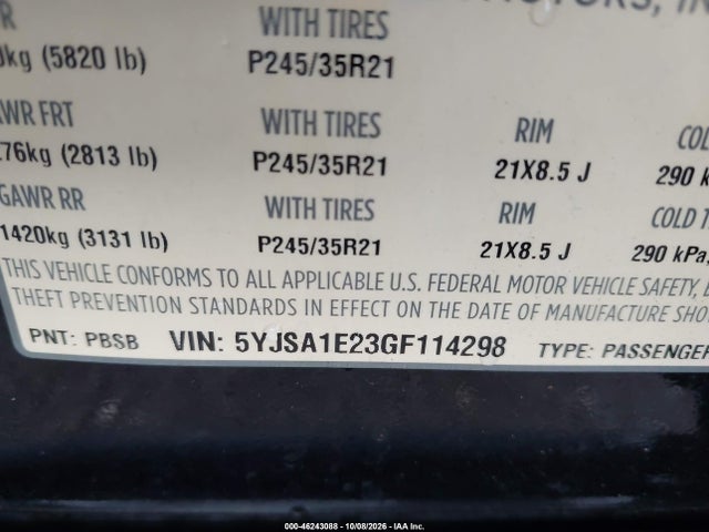 Tesla Model S 60d/70d/75d/85d/90d 2016 5YJSA1E23GF114298 Image 9