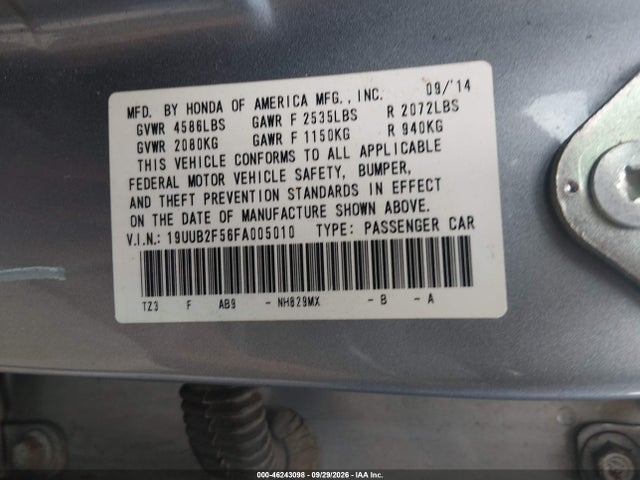 46243098 :رقم المزاد ، 19UUB2F56FA005010 vin ، 2015 Acura Tlx V6 Tech مزاد بيع