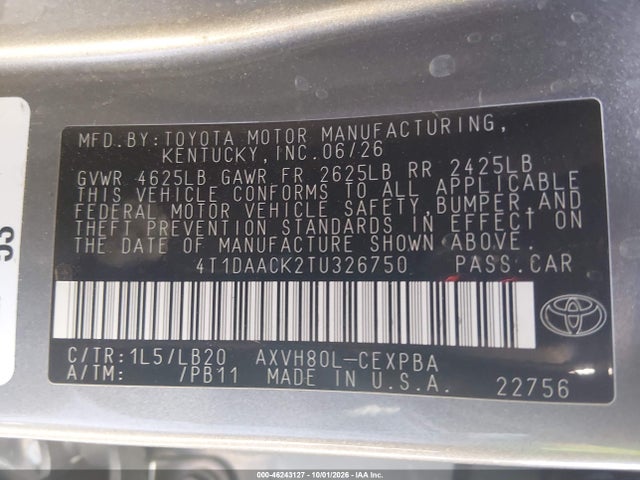 4T1DAACK2TU326750 Toyota CAMRY XSE