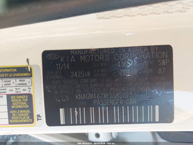 KNAGM4A7XF5585023 KIA Optima Lx