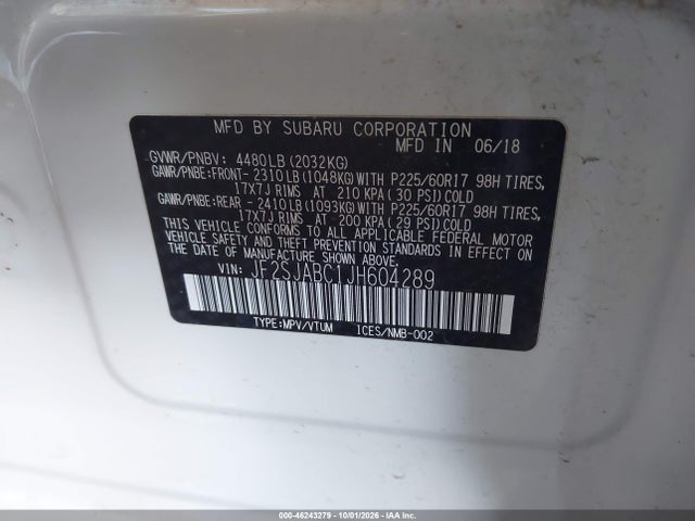 Subaru Forester 2.5i 2018 JF2SJABC1JH604289 Image 9