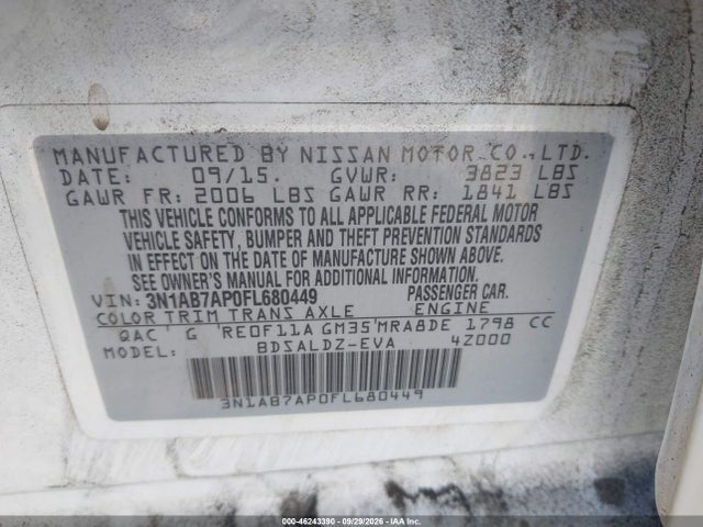 3N1AB7AP0FL680449 Nissan SENTRA SV