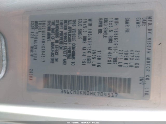 Nissan Nv200 S 2017 3N6CM0KN0HK704517 Image 9