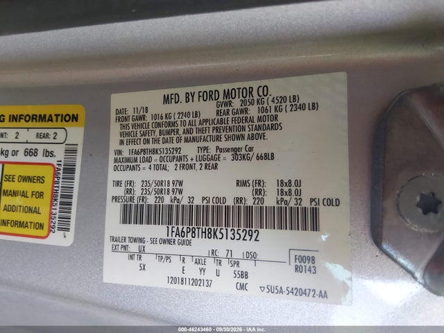 Ford Mustang Ecoboost Premium 2019 1FA6P8TH8K5135292 Image 9