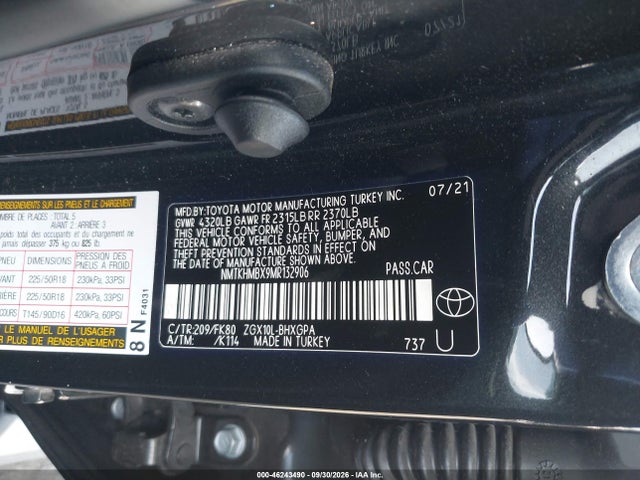 Продажа на аукционе авто 2021 Toyota C-hr Xle, vin: NMTKHMBX9MR132906, номер лота: 46243490