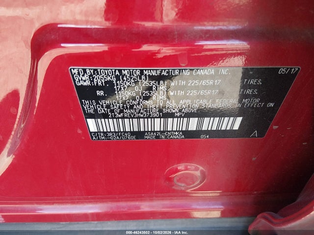 Продажа на аукционе авто 2017 Toyota Rav4 Xle, vin: 2T3WFREV3HW373901, номер лота: 46243502