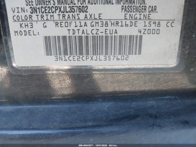 46243571 :رقم المزاد ، 3N1CE2CPXJL357602 vin ، 2018 Nissan Versa Note S مزاد بيع