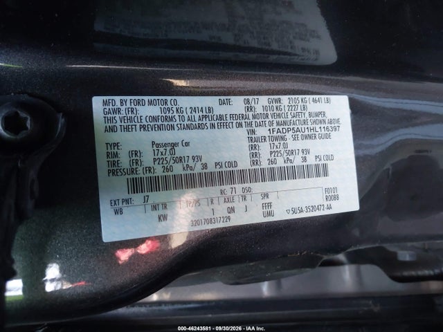 2017 Ford C-max Hybrid Se მანქანა იყიდება აუქციონზე, vin: 1FADP5AU1HL116397, აუქციონის ნომერი: 46243581