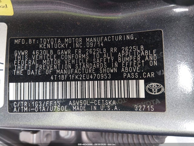 Продаж на аукціоні авто 2014 Toyota Camry Se, vin: 4T1BF1FK2EU470953, номер лоту: 46243590