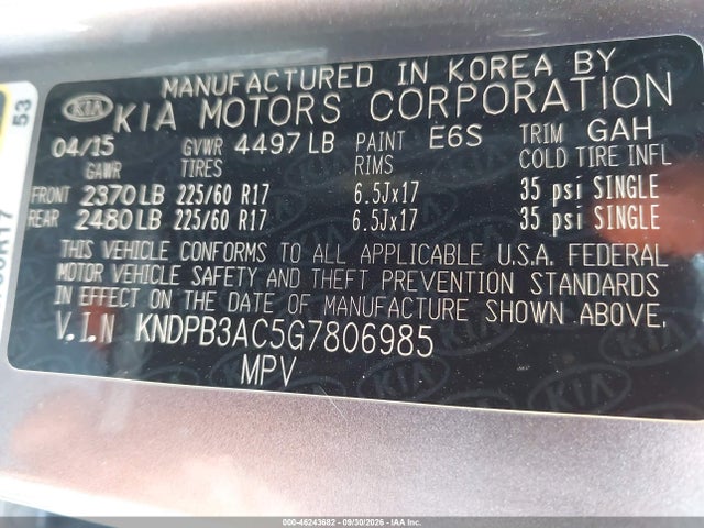 KIA Sportage Lx 2016 KNDPB3AC5G7806985 Image 9