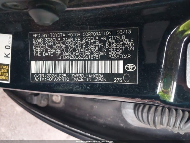 46243690 :رقم المزاد ، JTDKN3DU6D5618781 vin ، 2013 Toyota Prius Three Se مزاد بيع