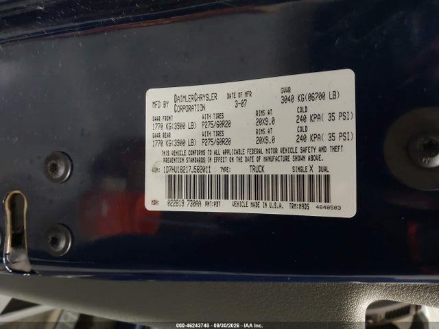Продаж на аукціоні авто 2007 Dodge Ram 1500 St/slt, vin: 1D7HU18217J582011, номер лоту: 46243748