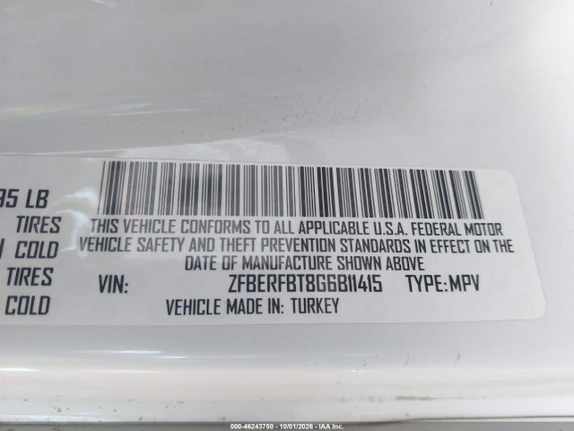 ZFBERFBT8G6B11415 RAM Promaster City Tradesman Slt
