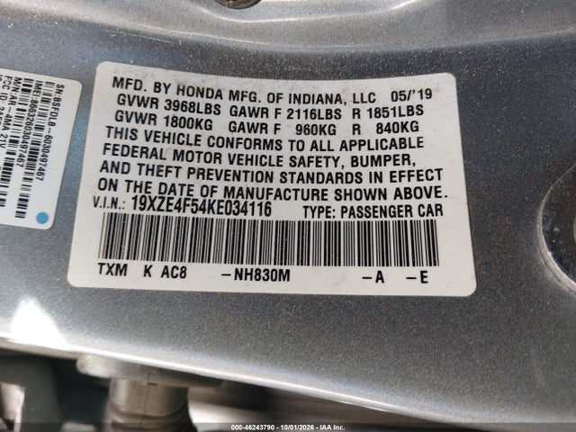 19XZE4F54KE034116 Honda INSIGHT EX