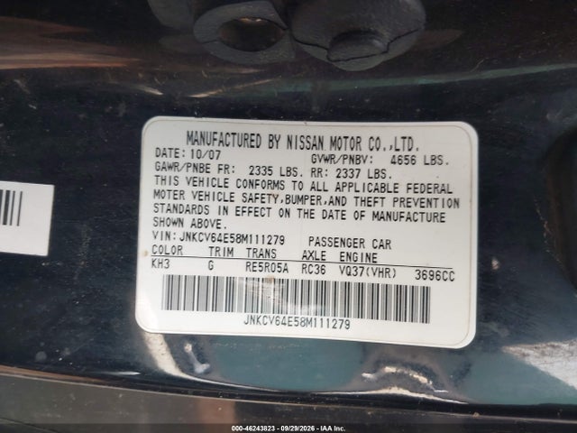 Продаж на аукціоні авто 2008 Infiniti G37 Journey, vin: JNKCV64E58M111279, номер лоту: 46243823