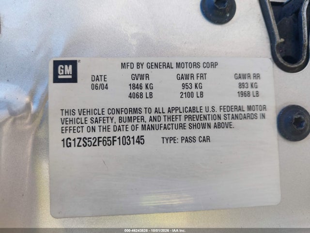Продажа на аукционе авто 2005 Chevrolet Malibu, vin: 1G1ZS52F65F103145, номер лота: 46243828