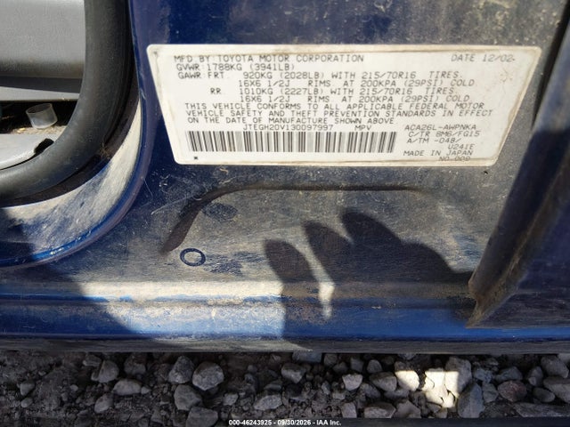 46243925 :رقم المزاد ، JTEGH20V130097997 vin ، 2003 Toyota Rav4 مزاد بيع