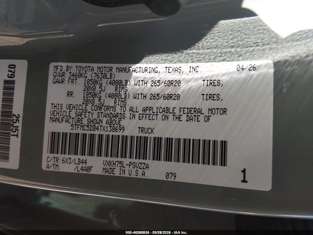 5TFMC5DB4TX138699 Toyota Tundra Hybrid 1794 Edition Crewmax 5.5&#039; Bed
